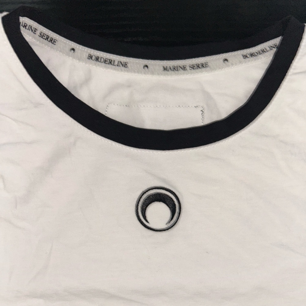 Marine Serre White Tee with Black Logo